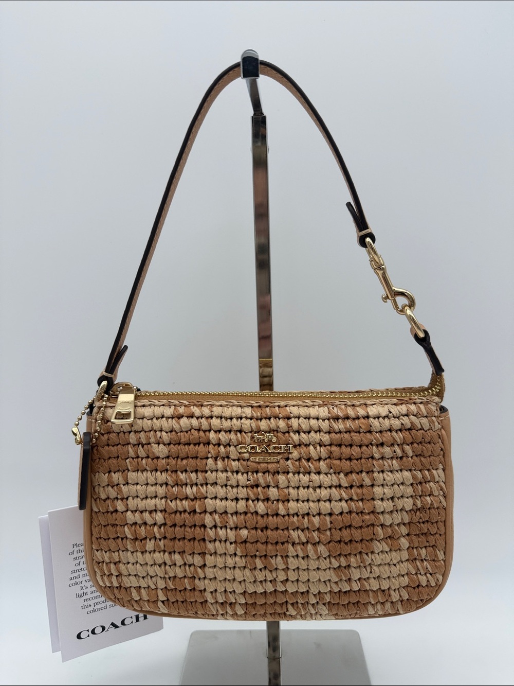 Coach Nolita 19 With Gingham Print Gold/Tan